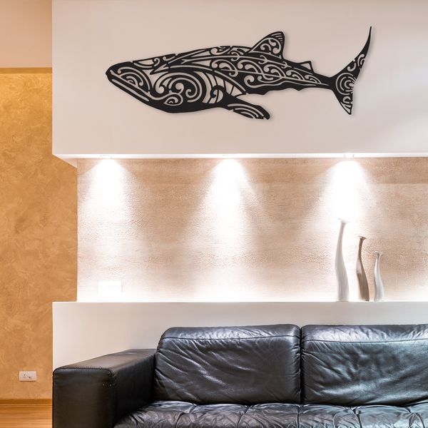 Fenua Factory création murale en métal acier thermolaqué de requin baleine salon