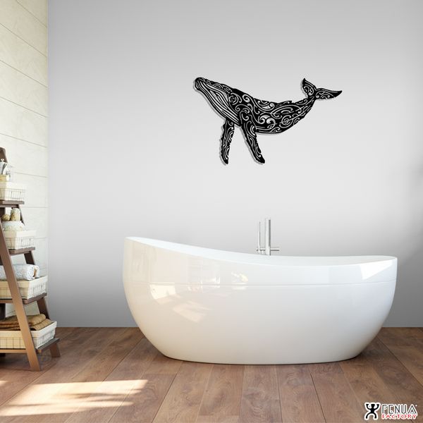 Fenua Factory création murale en métal de baleine à bosse salle de bain
