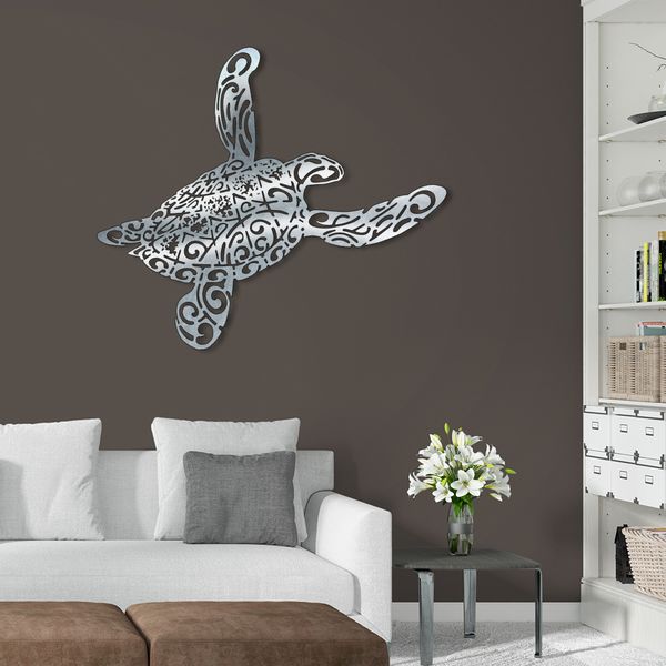 Fenua Factory création murale en métal inox de tortue salon