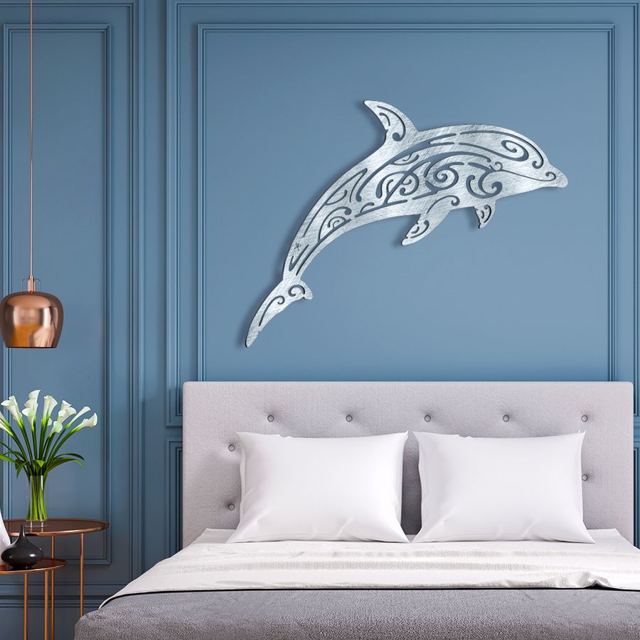 Fenua Factory création murale dauphin en métal inox