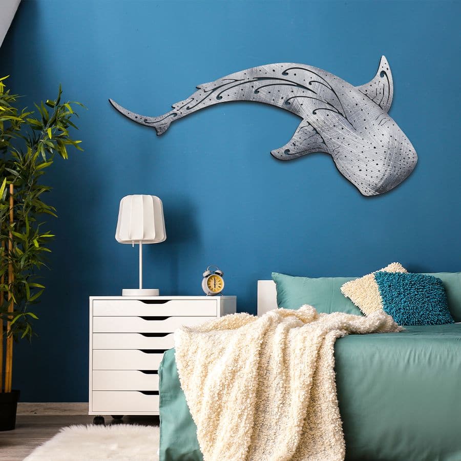 Fenua Factory création murale en métal inox de requin baleine