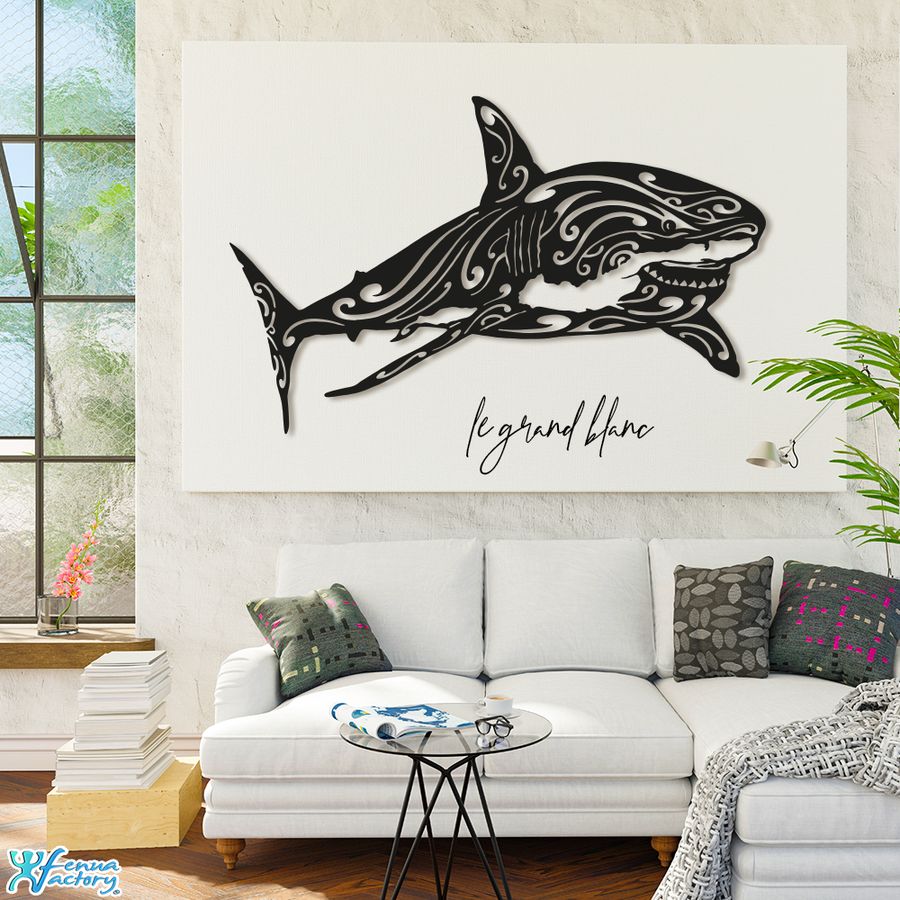 Fenua Factory décoration murale requin blanc white shark en acier