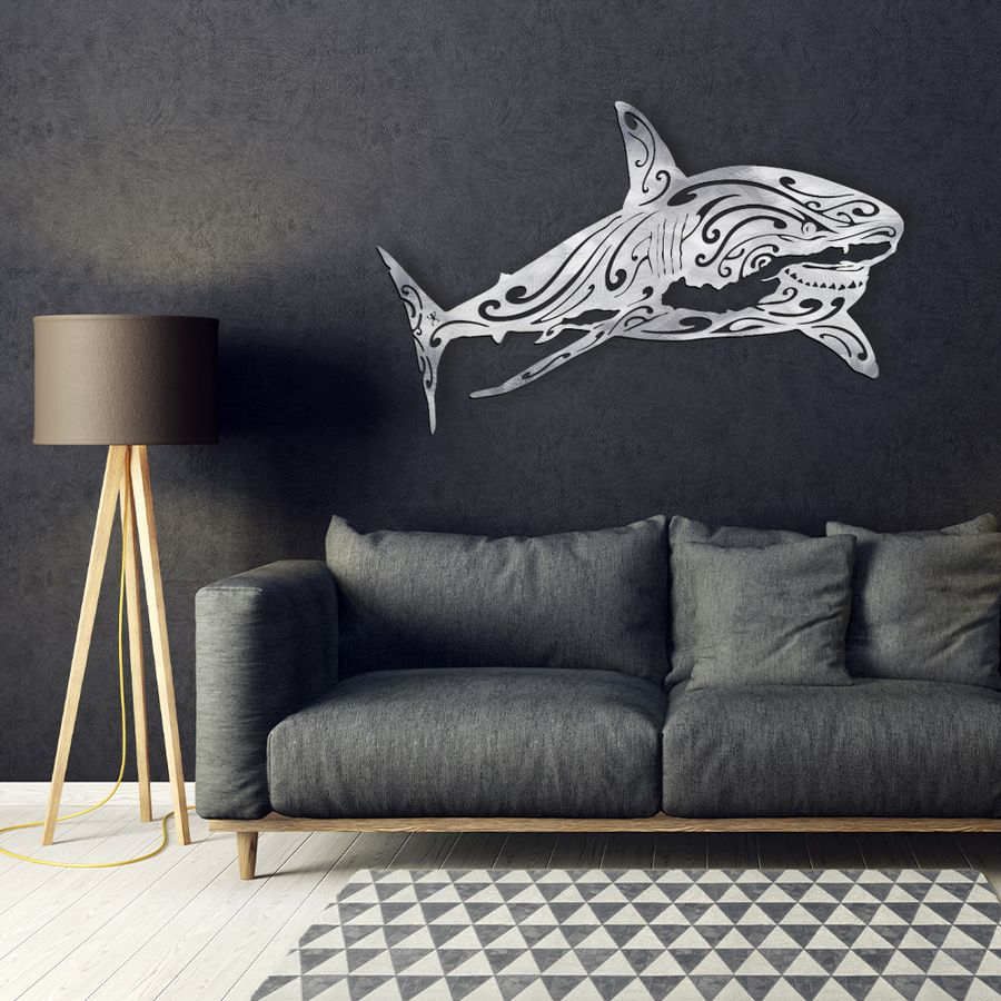 Fenua Factory décoration murale requin blanc white shark en inox