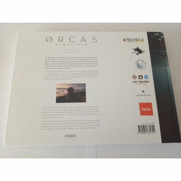 4e de couverture du livre ØRCAS, un livre photo sur les orques